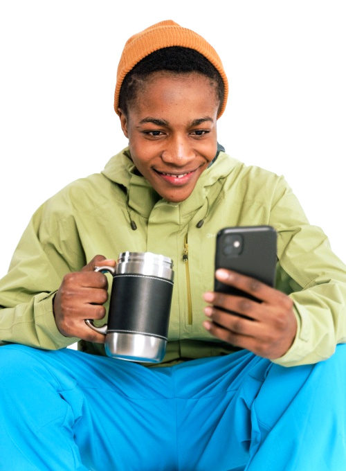 ezycava image of a male student happy using his phone